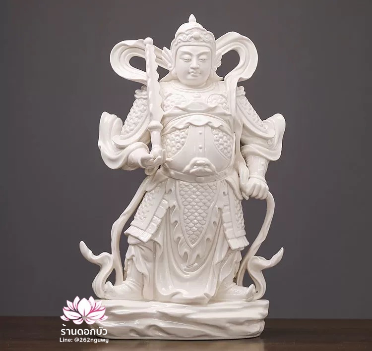 เทพเจ้ากวนอู และพระเวทโพธิสัตว์ (อุ่ยท้อผ่อสัก) ขนาด 12/16 นิ้ว สีขาว