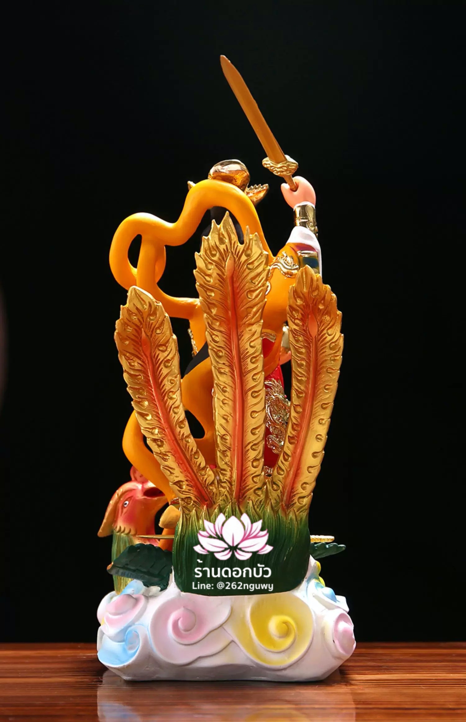 กิ่วเที้ยนเฮี่ยนลื้อ กิวเทียงเหี่ยงนึ่ง จิ่วเทียนเสวียนนี่ ปางยืนบนหงส์บริวาร งานเรซิ่น ขนาด 12 นิ้ว