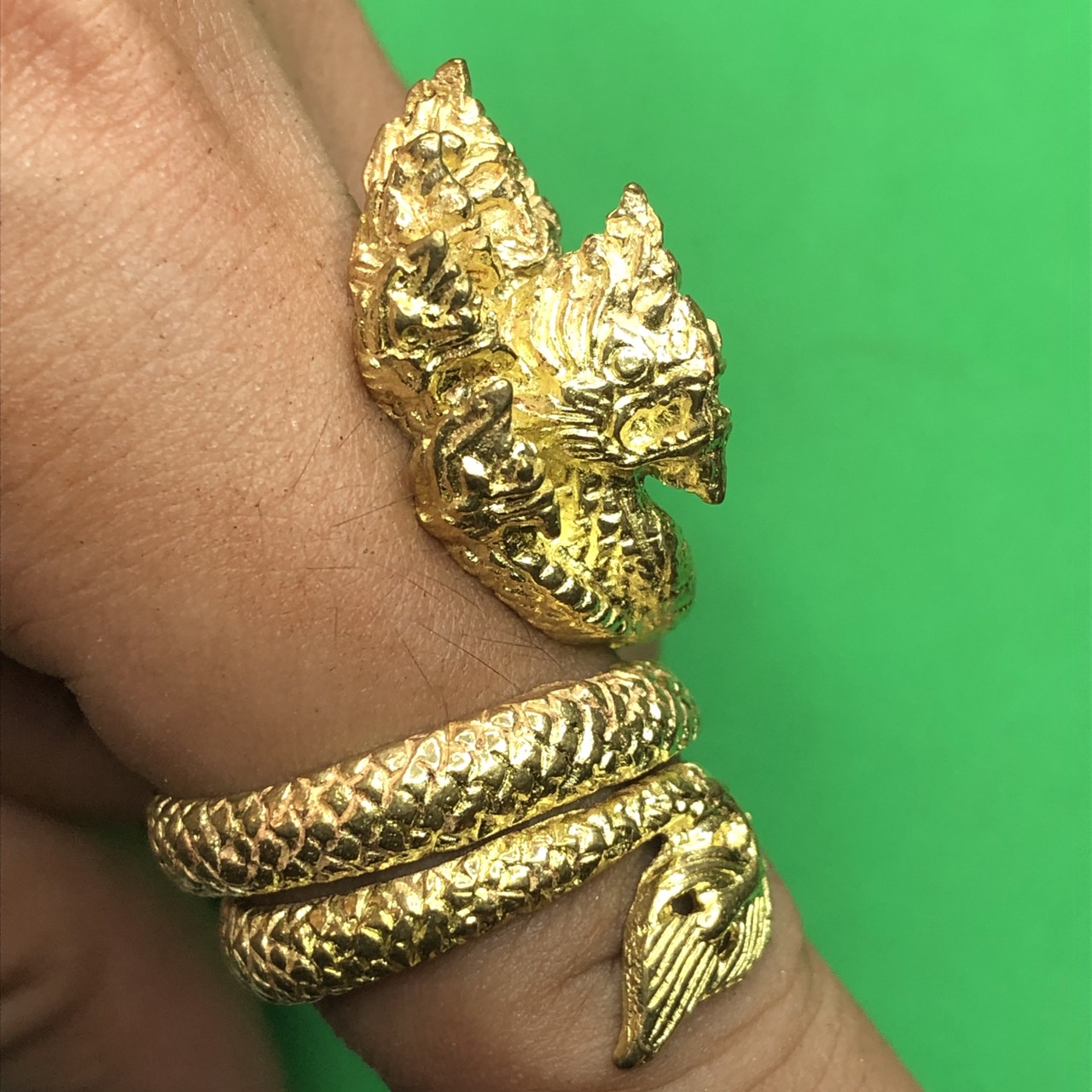 แหวนพญานาค 7เศียร 2ขด แหวนพญานาค ทองเหลือง | ของนำโชค แหวนพญานาคนาคราช แหวนพญานาคลงยา พญานาค