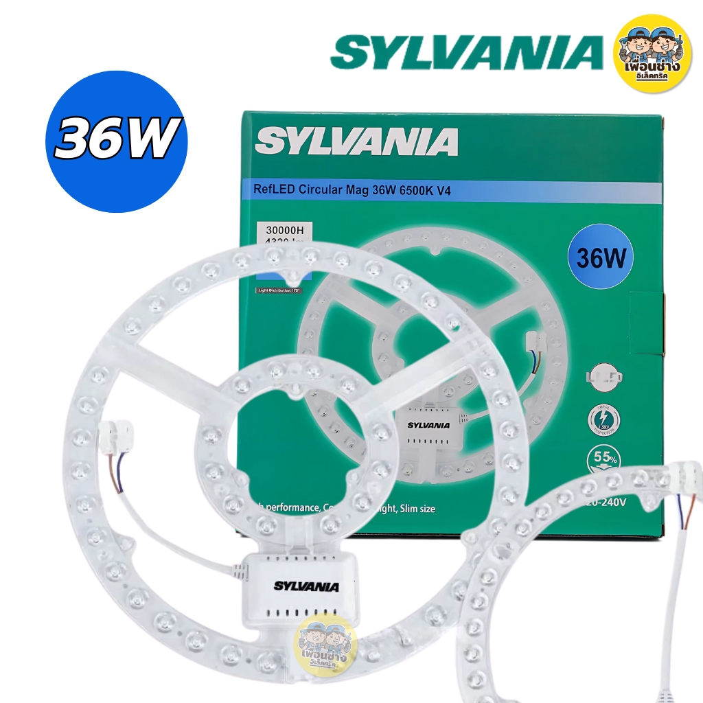 SYLVANIA แผงไฟ LED 26W 36W แสงขาว รุ่น RefLED Circular Mag V4 แผ่นชิพโคมไฟเพดาน ใช้กับโคมซาลาเปา แผงไฟ แผ่นชิพled