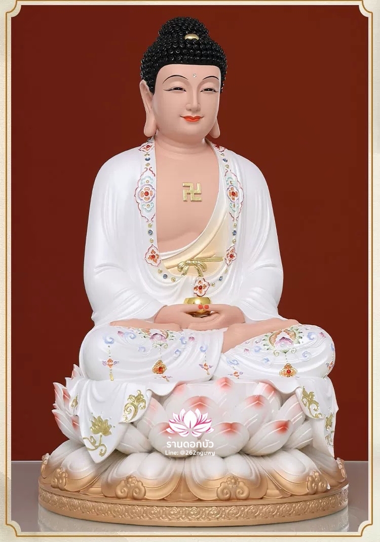 พระพุทธเจ้า พระยูไล ปางประทับนั่งบนบัลลังก์ดอกบัว งานเรซิ่น ขนาด 12/16/19/26 นิ้ว