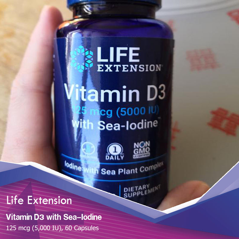 Life Extension, Vitamin D3 with Sea-Iodine, 125 mcg (5,000 IU), 60 Capsules