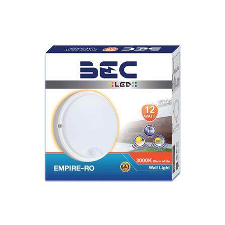 BEC โคมไฟติดผนัง EMPIRE ขอบขาว พร้อมไฟ LED 12W เปิด-ปิด อัตโนมัติ มีเซนเซอร์ โคมผนัง โคมไฟ โคมติดผนัง