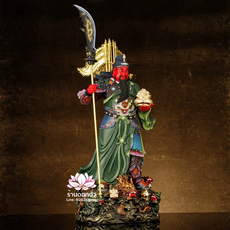 เทพเจ้ากวนอู กวนเต้กุ๊น เฮียบเที้ยนไต่เต่ หรือ กวนเส่งเต้กุ้น ปางประทานทรัพย์ ขนาด 12/16/19/26/36/42/60 นิ้ว