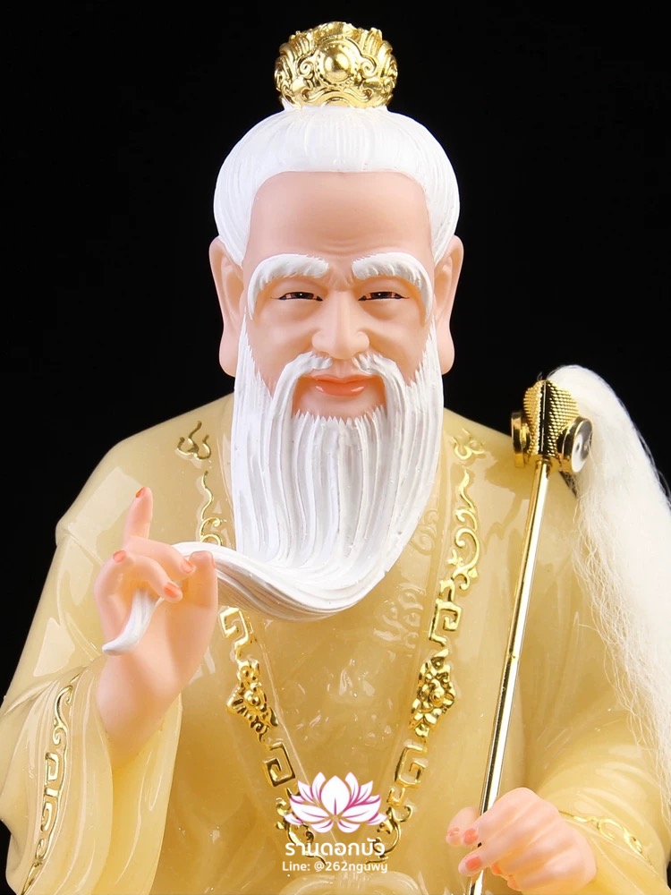 ไท่เสียงเหล่ากุง ไท่ส่องโล้กุ๊น ไท้ซังเหล่าจวิน หรือเล่าจื้อ ปางประทับนั่งขี่วัว งานหินอ่อนคุณภาพสูง ขนาด 16/19/26 นิ้ว