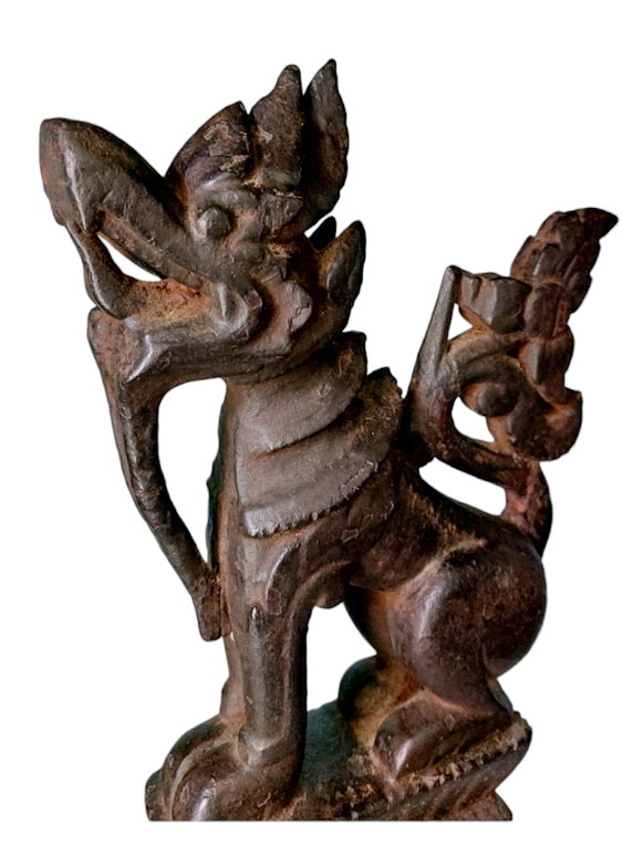 สิงห์ไม้แกะศิลป์พม่า งานเก่า-ไม้ประดับหัวเกวียน