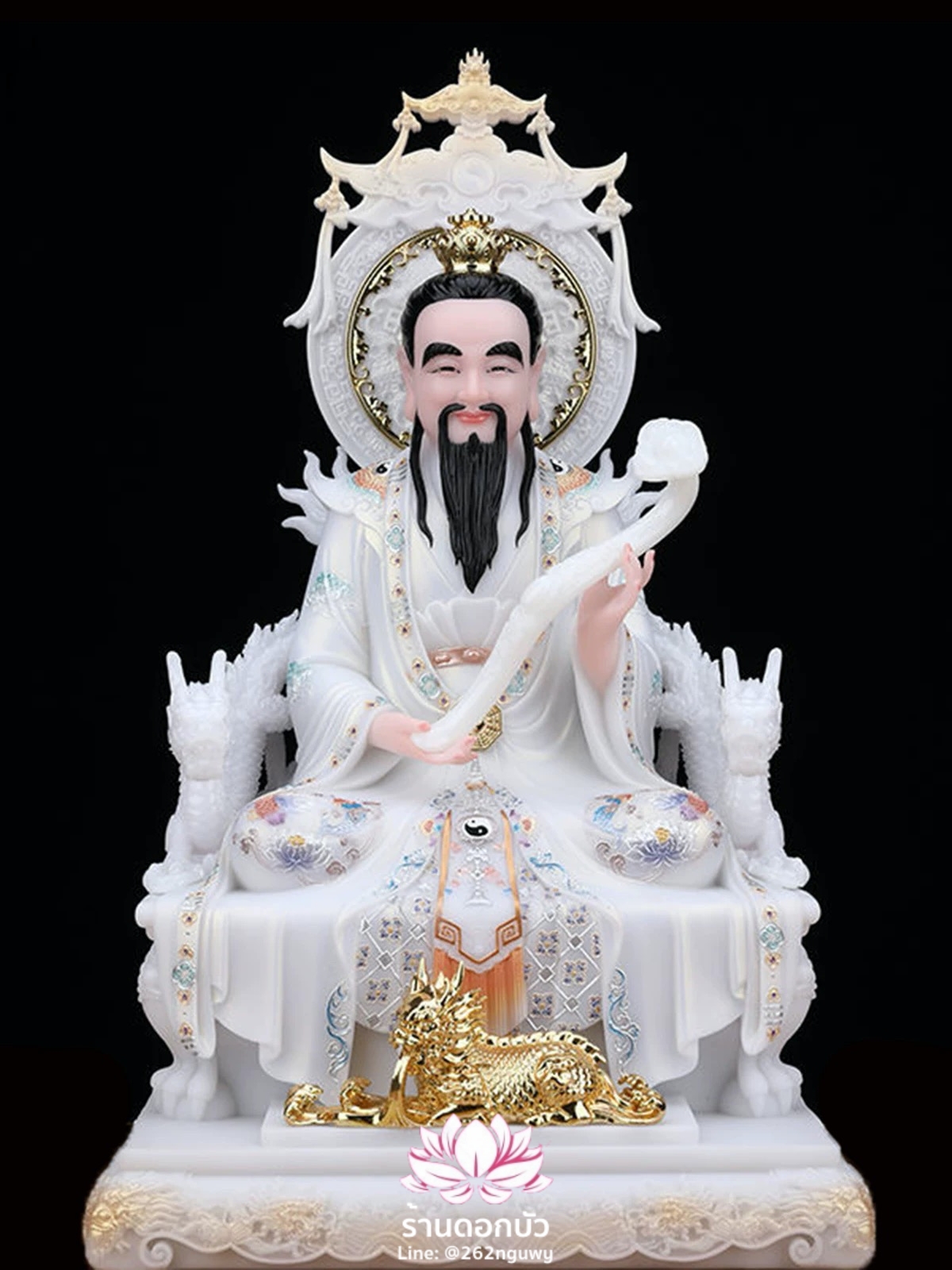 ศาสดาเต๋า ซำเช้งเต๋าจ้อ โตเต็กเทียนจุน หรือไท่ส่องโล้กุ๊น หง่วนซี่เทียนจุน เล็งโป้เทียนจุน งานหินอ่อนคุณภาพสูง ขนาด 12/16/19/26 นิ้ว