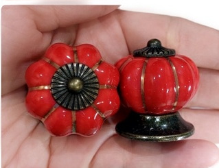 (คู่)ปุ่มจับ มือจับเซรามิก รูปทรงฟักทอง 3.2cm