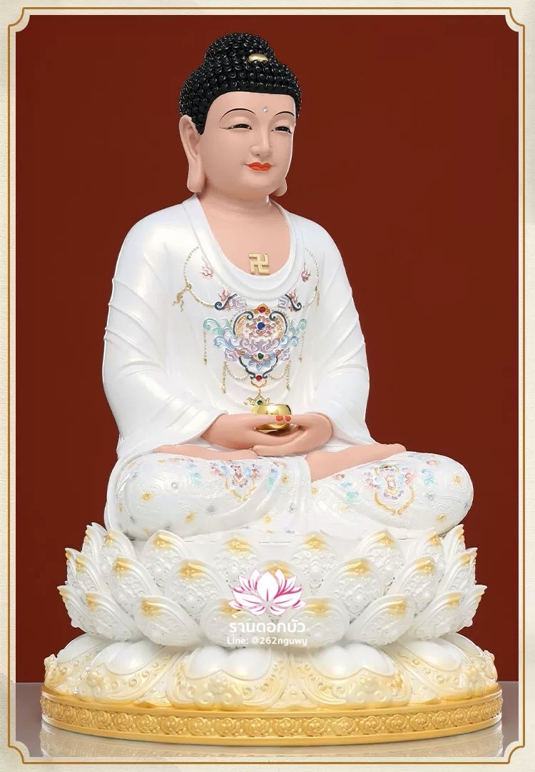พระพุทธเจ้า (พระยูไล) พระโพธิสัตว์กวนอิม (กวนอิมผ่อสัก) พระมหาสถามปราปต์โพธิสัตว์ (ไต่ซีจี่ผ่อสัก) งานเรซิ่น ขนาด 12/16/19 นิ้ว