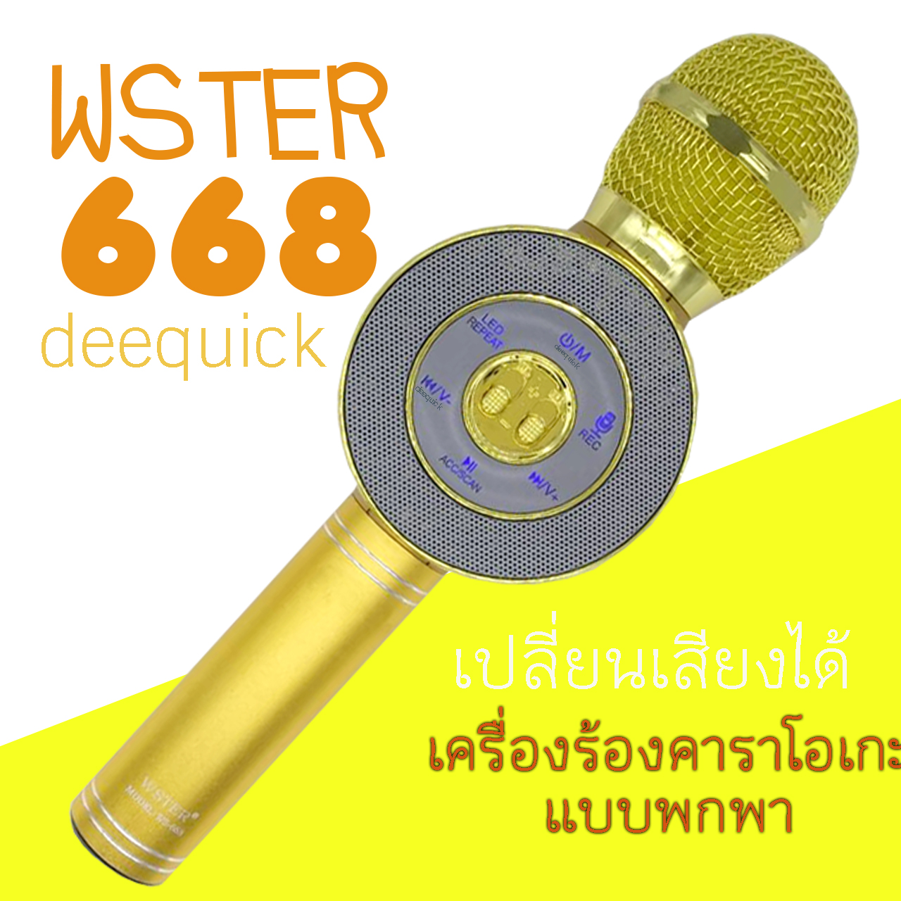 ไมค์คาราโอเกะ เปลี่ยนเสียงได้ ไฟดิสโก้ 5W รุ่น WS-668