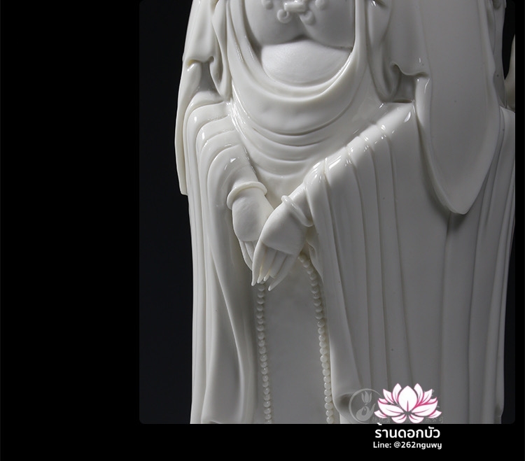 พระโพธิสัตว์กวนอิม 3 พระพักตร์ พระแม่กวนอิม 3 ปาง สีขาวเคลือบเงา ขนาด 15 นิ้ว