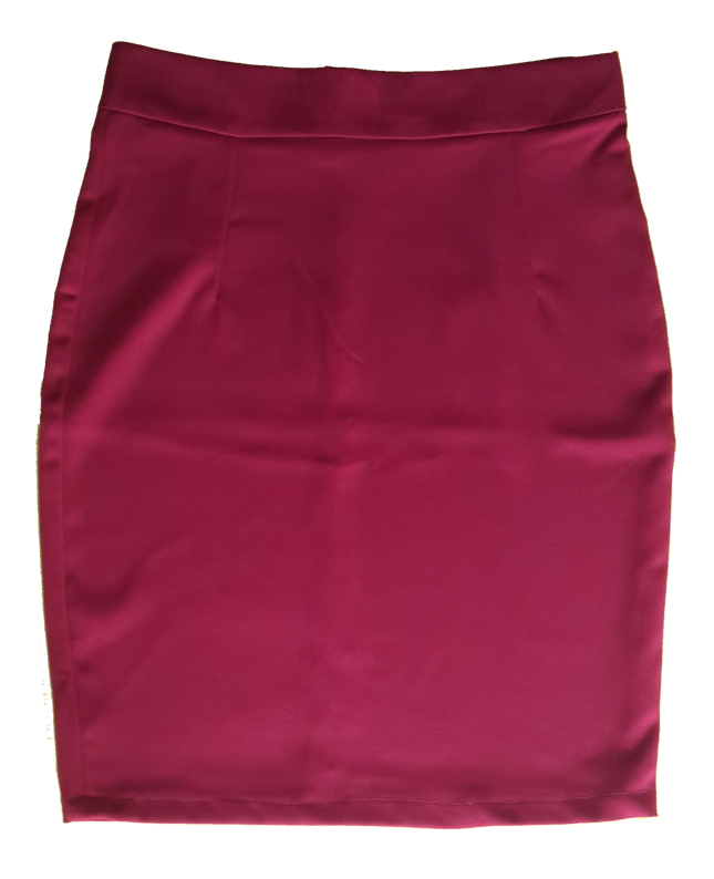 กระโปรงผ้าฮานาโกะ ทรงดินสอ สีเลือดหมู Size 2XL 3XL