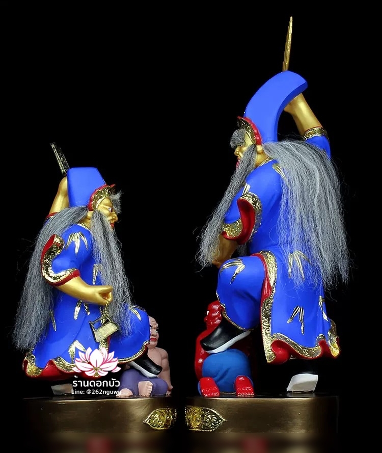 ชิดเอี๋ยโป๊ยเอี๋ย ตั่วแปะหยี่แปะ ยมฑูตขาวดำ ปางยืนเหยียบบริวาร งานเรซิ่น ขนาด 8/12/16/19 นิ้ว