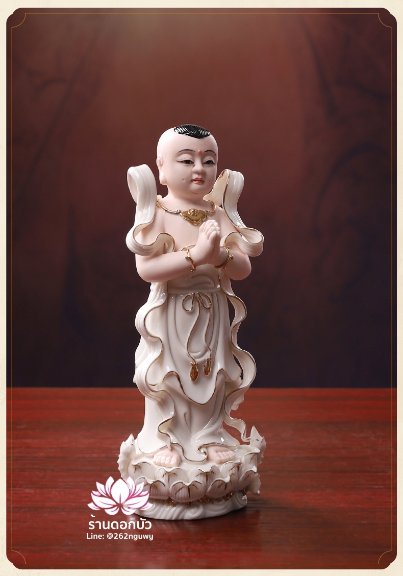 กิมท้ง-เง็กนึ่ง, เซียนจ๋าย-หยกลื้อ ลูกศิษย์พระโพธิสัตว์กวนอิม ปางยืนประทับบนดอกบัว ขนาด 7 นิ้ว