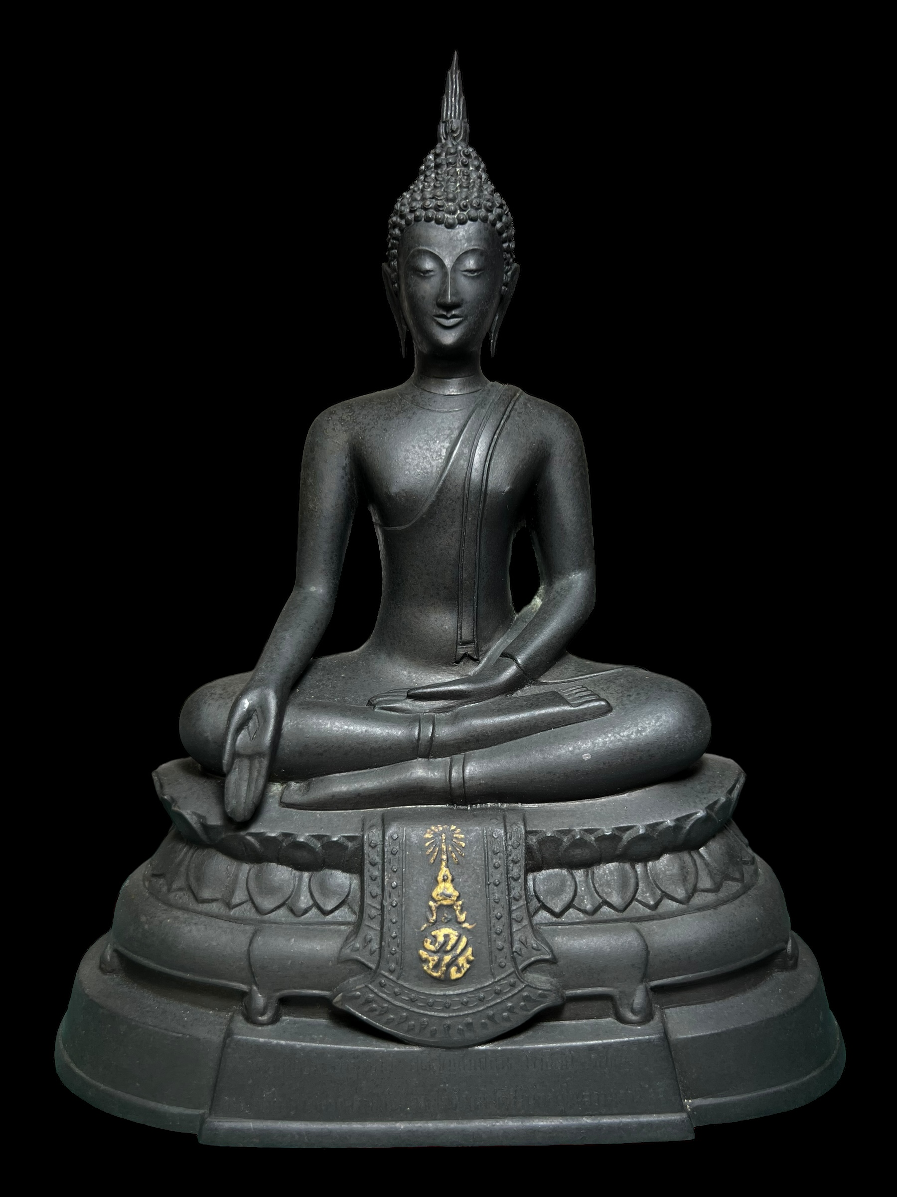 พระพุทธรูปบูชา ภปร ปี2508 วัดบวรนิเวศวิหาร บล็อกกษาปณ์(หนังไก่) หน้าตัก5นิ้ว(ที่สุดของพระบูชา ภปร วัดบวรนิเวศวิหาร)