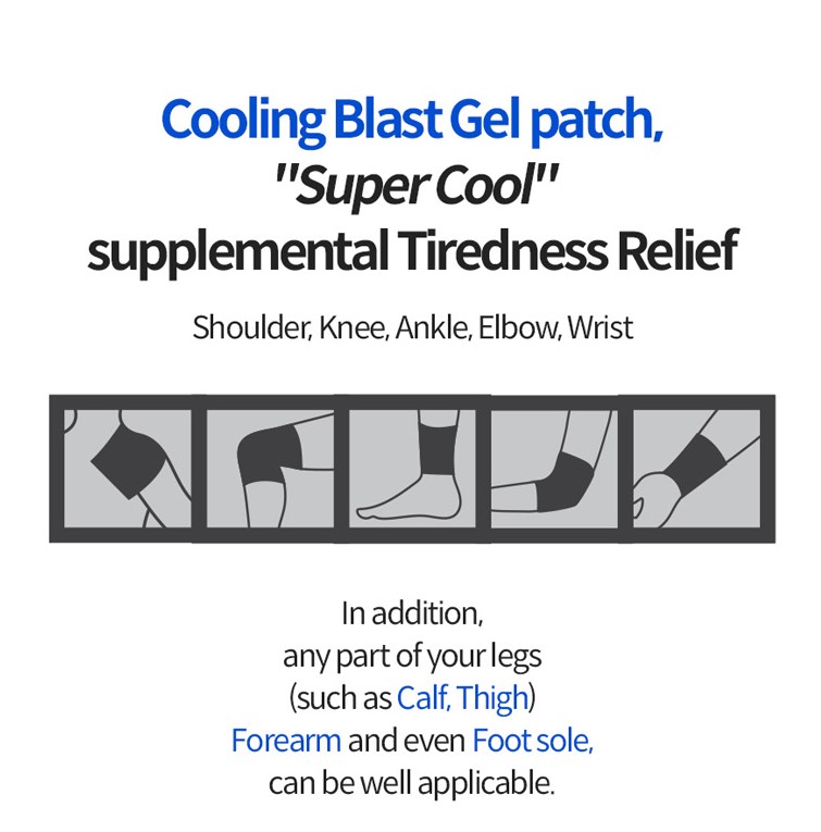 Cooling Blast Gel patch, 5 sheets, 2 Elastic nets แผ่นแปะบรรเทาการปวดเมื่อย