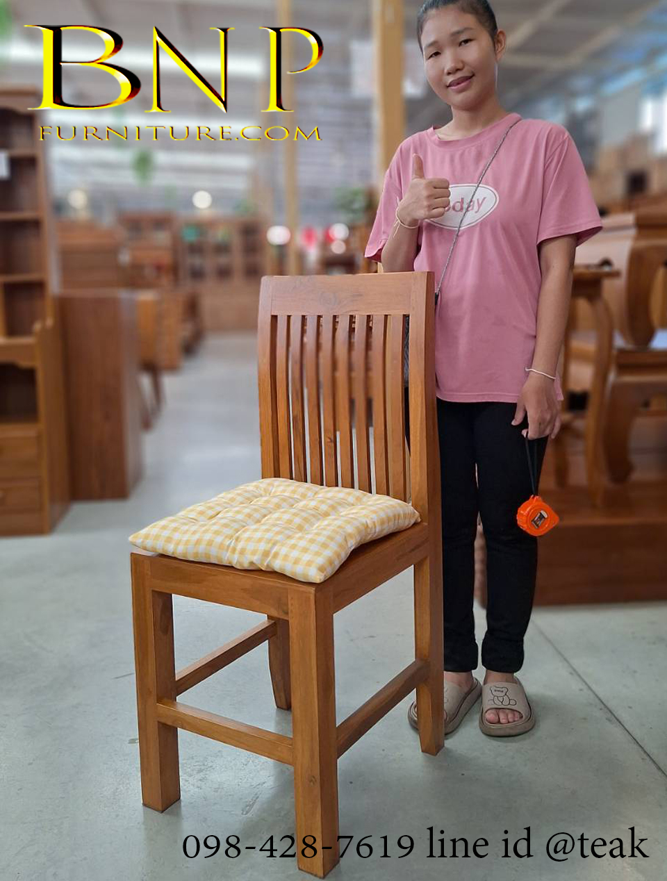 เก้าอี้ ไม้สักแท้ รุ่น 8 ซี่
