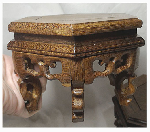 ฐานหรือกี๋ไม้ศิลปะจีน-หกเหลี่ยม 12cm