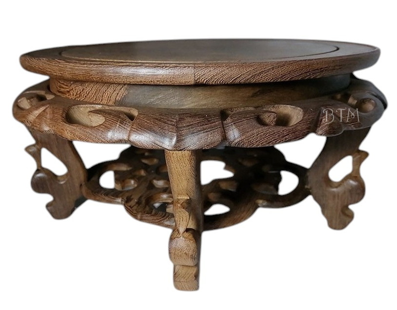 กี๋หรือฐานไม้ ทรงกลม ขานก(เคลือบด้าน)-BPT0449-