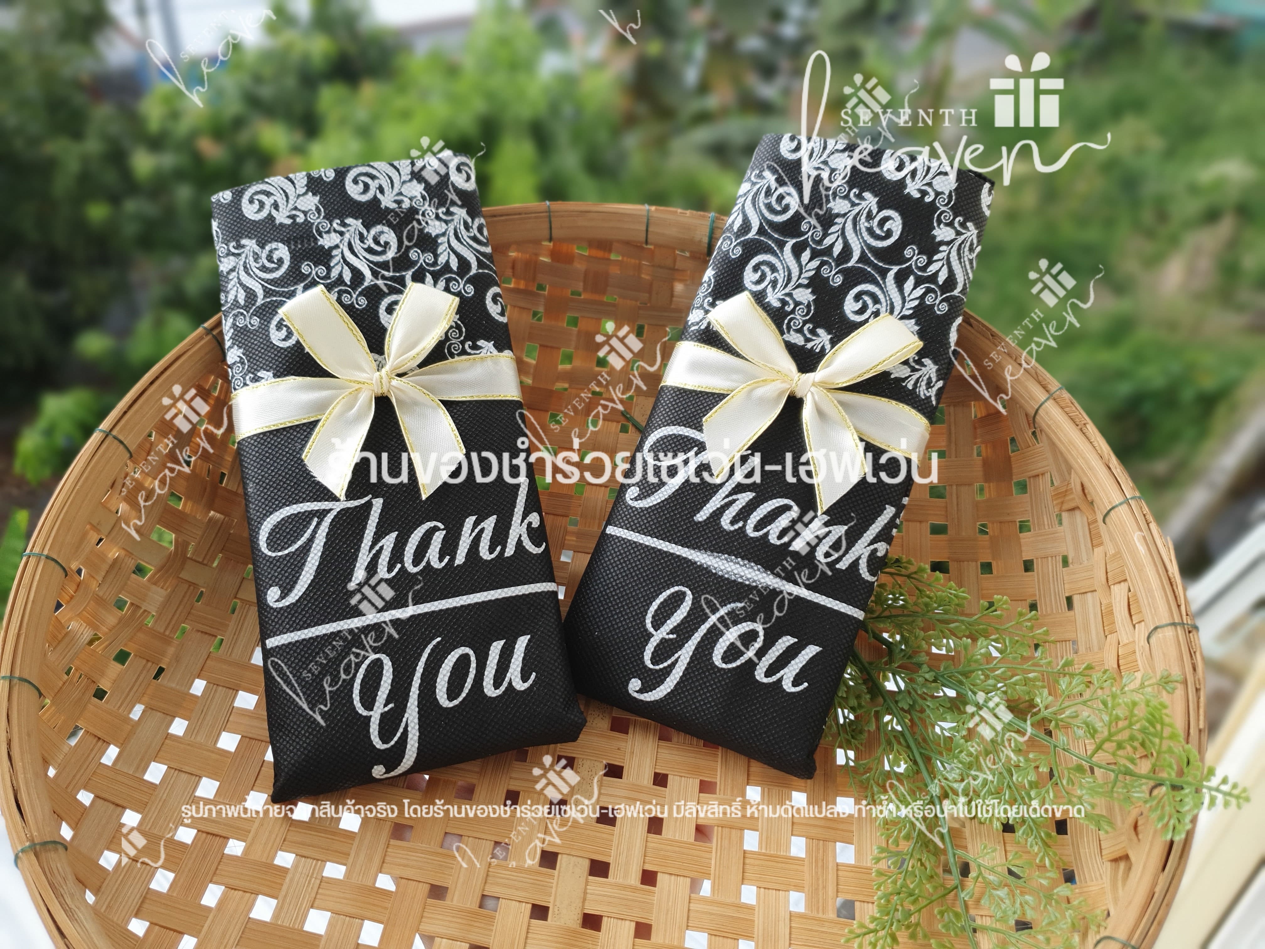 ของชำร่วยงานศพ กระเป๋าผ้าสปันบอนด์ Thank you