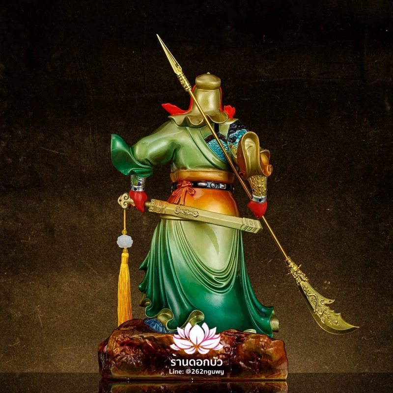 เทพเจ้ากวนอู กวนเต้กุ๊น เฮียบเที้ยนไต่เต่ หรือ กวนเส่งเต้กุ้น ปางออกศึก ประทับยืน ขนาด 16/19/26 นิ้ว สีเขียว/แดง