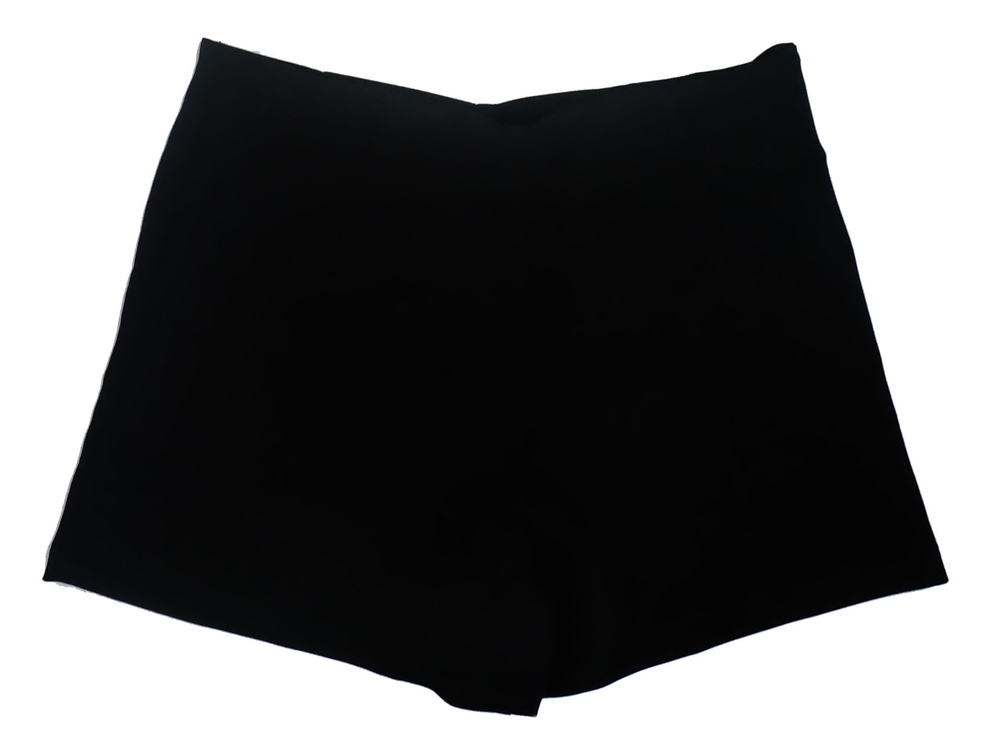 กางเกงขาสั้นเอวสูงขอบเรียบผ้าฮานาโกะ ซิปซ้าย กระเป๋าขวา สีดำ Size S M L XL