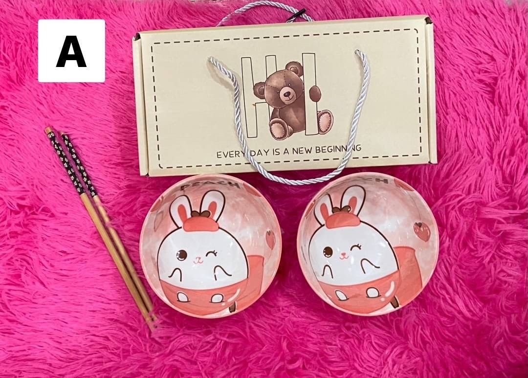 ชุดถ้วยกระเบื้อง ตะเกียบ พร้อมกล่องสวย