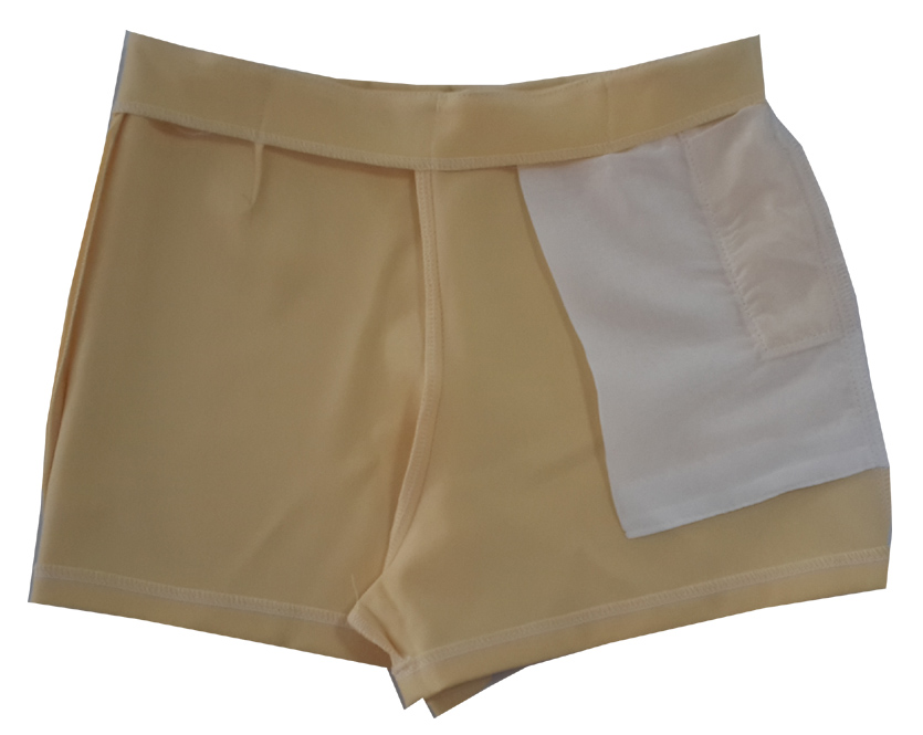 กางเกงขาสั้นเอวสูงขอบเรียบผ้าฮานาโกะ ซิปซ้าย กระเป๋าขวา สีเหลือง Size 2XL 3XL