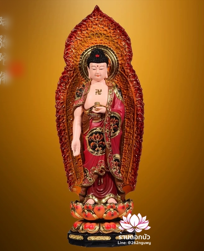 พระพุทธเจ้า (พระยูไล) พระโพธิสัตว์กวนอิม (กวนอิมผ่อสัก) พระมหาสถามปราปต์โพธิสัตว์ (ไต่ซีจี่ผ่อสัก) ปางยืนบนดอกบัว ขนาด 16/19/26/36/42/50 นิ้ว