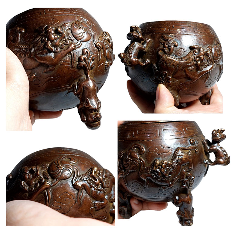 เตากำยาน กระถางกำยาน กระถางธูป ทองเหลืองสไตล์จีน