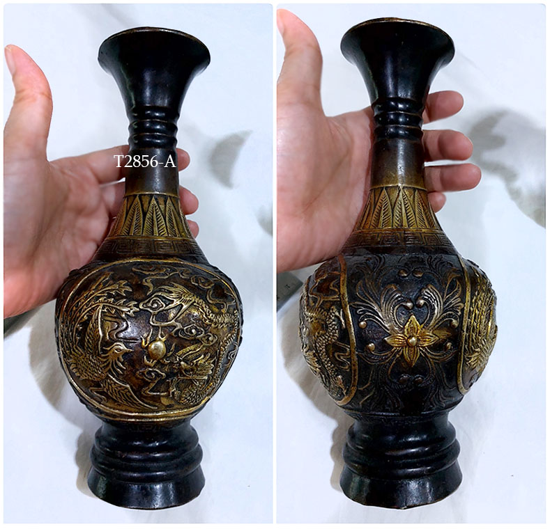 (เดี่ยว)แจกันจีนลายหงส์คู่มังกร สูง 23cm ใบละ