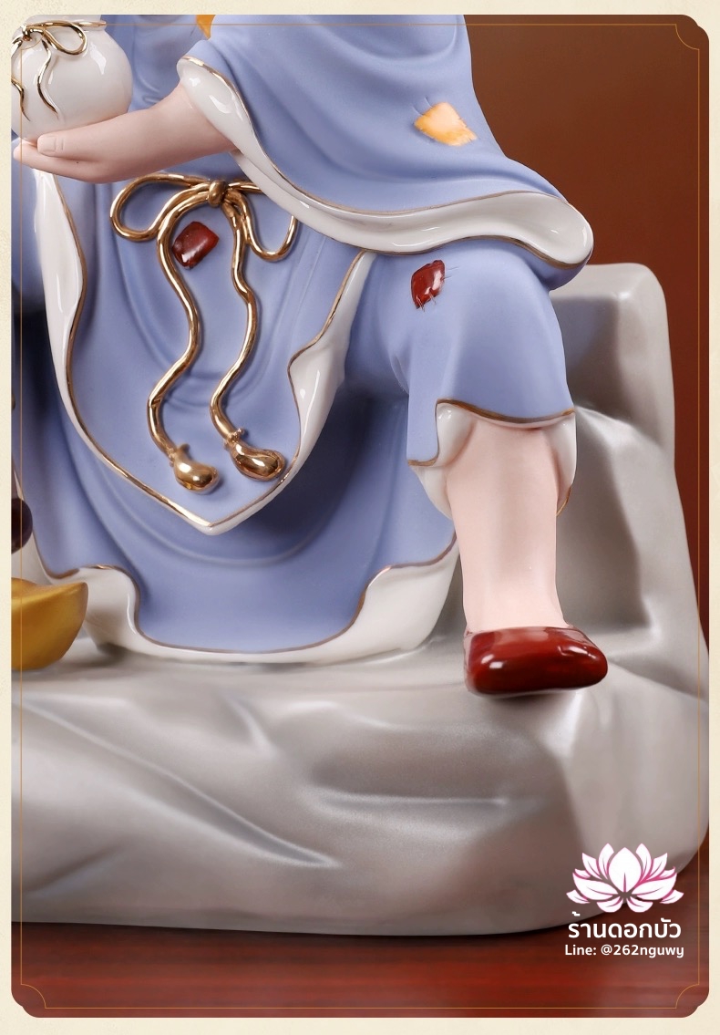 พระอรหันต์จี้กง เต้าจี้ฉานซือ งานกระเบื้องฮกเกี้ยน สีม่วง ขนาด 12/16 นิ้ว