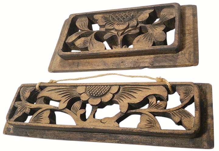 (คู่)ไม้แกะเก่าสไตล์จีน ขนาดเล็ก