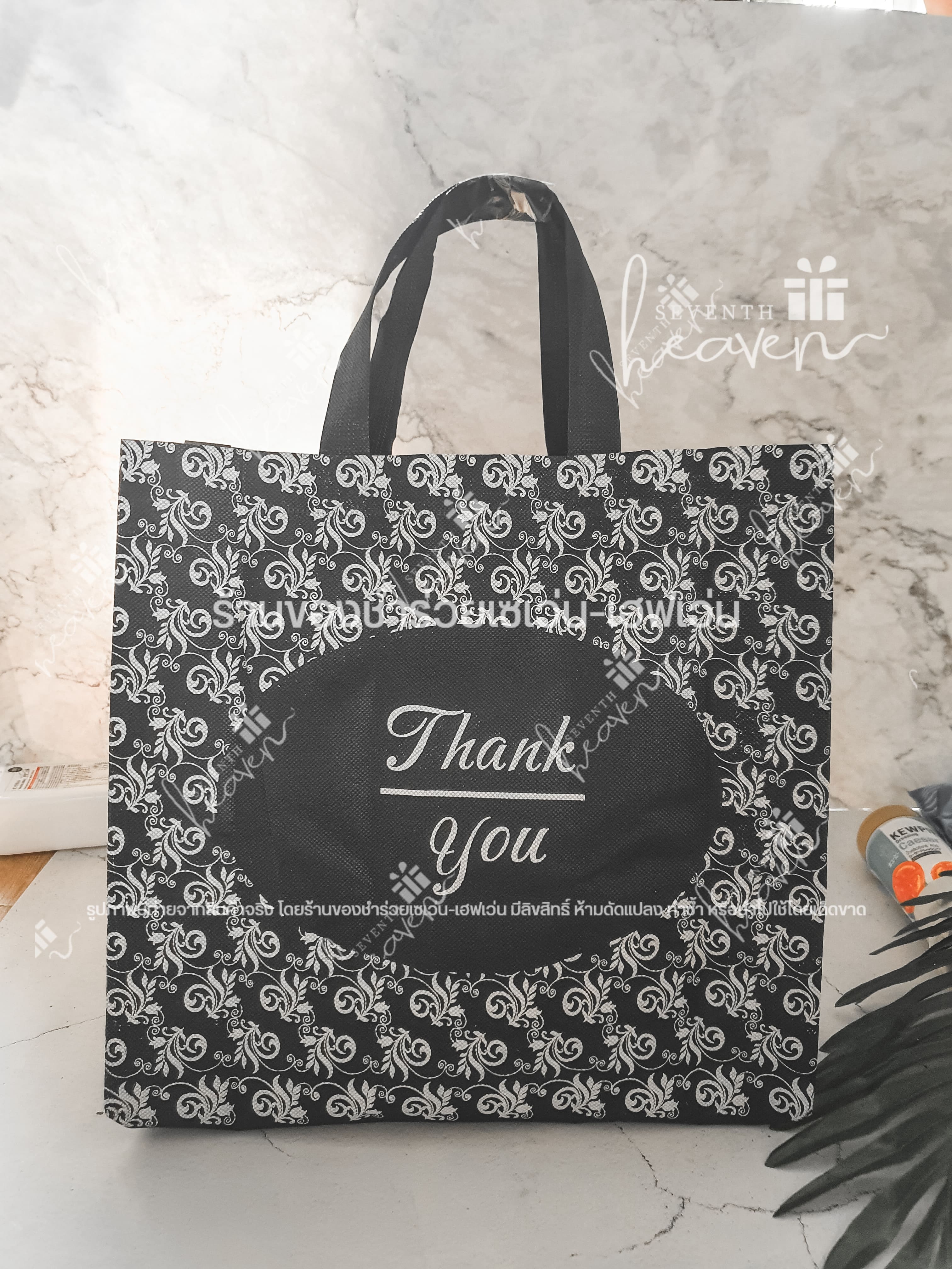 ของชำร่วยงานศพ กระเป๋าผ้าสปันบอนด์ Thank you