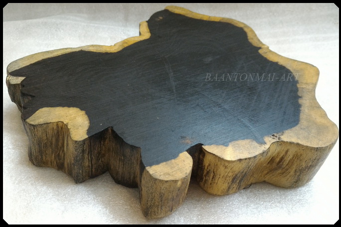 ฐานไม้มะเกลือ(African Ebony) หนา 3cm แบบที่1ตัดเว้า (ตัวอย่าง)