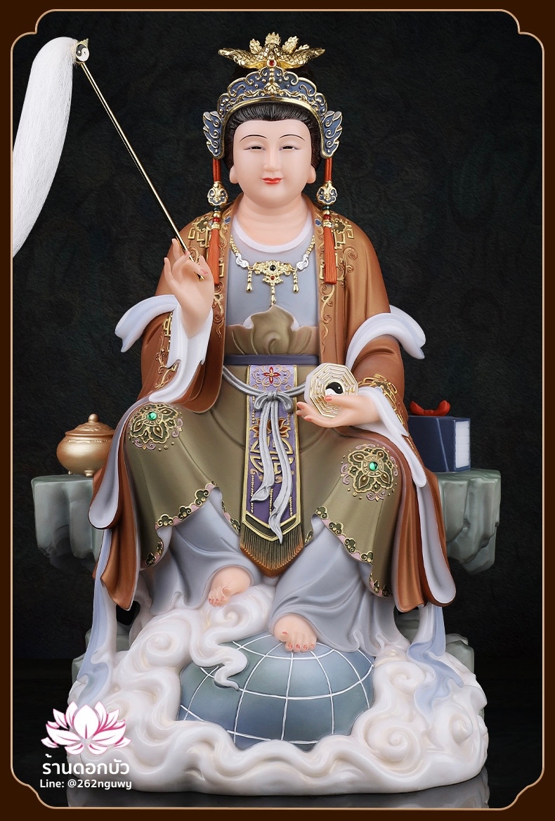 ตี่บ้อเนี่ยเนี้ย ตี่บ้อเหนียวเหนียว พระแม่ธรณีจีน ปางประทับนั่งบัลลังก์ งานผงหยกคุณภาพสูง ขนาด 12/16/19/26 นิ้ว