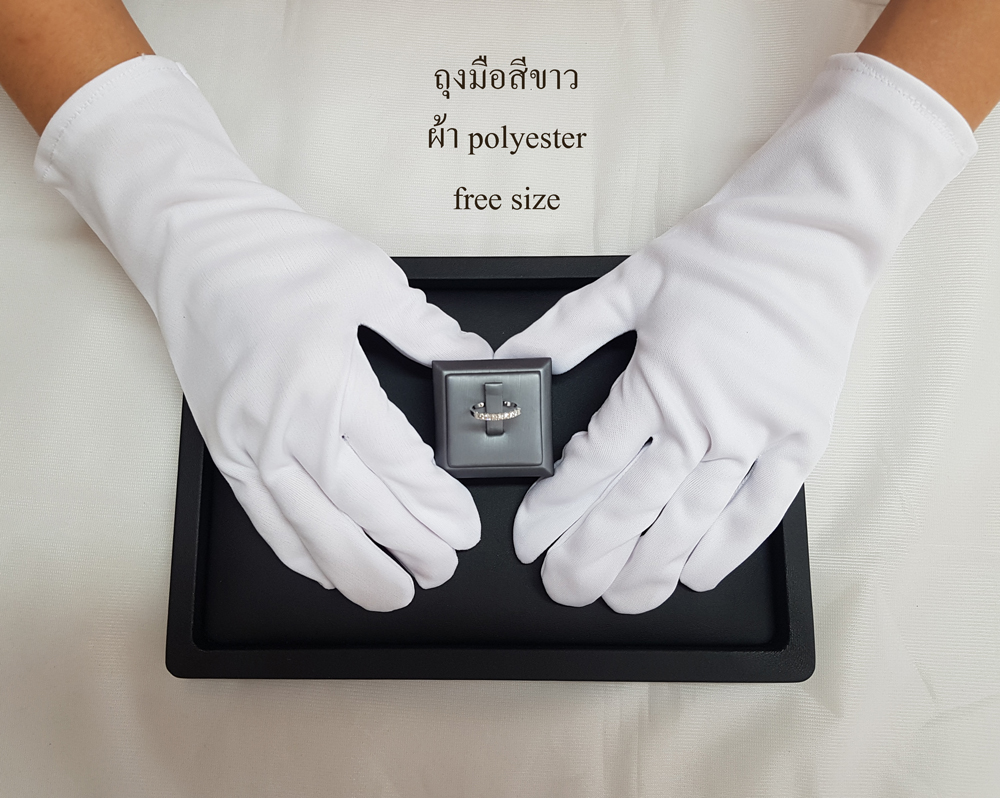 (Free size) ถุงมือผ้าสีขาว สำหรับหยิบจับสินค้าหน้าร้าน