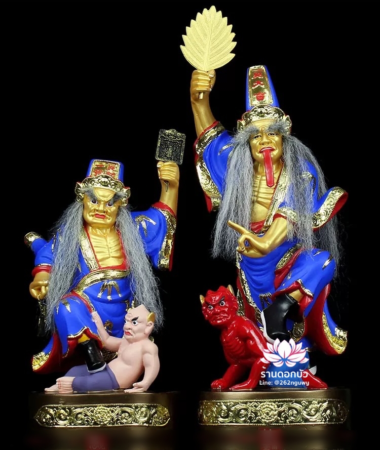 ชิดเอี๋ยโป๊ยเอี๋ย ตั่วแปะหยี่แปะ ยมฑูตขาวดำ ปางยืนเหยียบบริวาร งานเรซิ่น ขนาด 8/12/16/19 นิ้ว