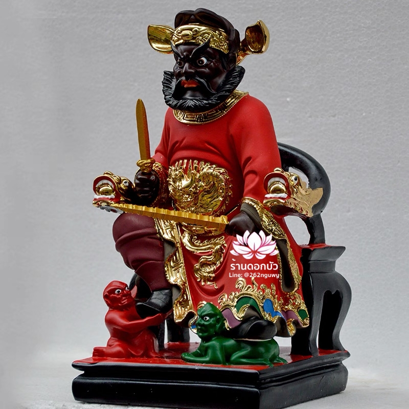 เทพเจ้าจงขุย จงขุยเทียนซือ จงขุยเอี๋ยกง ปางนั่งบัลลังก์มังกร งานเรซิ่น ขนาด 12 นิ้ว