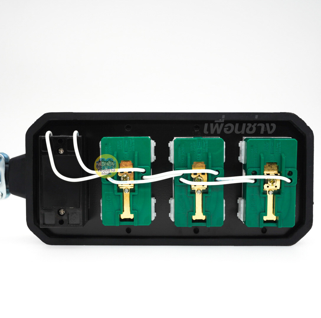 **ทำสาย** JPS บล็อกยาง 4x8 BK พร้อมสายไฟ 2x2.5 เต้ารับ เบรกเกอร์ NANO ปลั๊กพ่วง ปลั๊กสนาม บ็อกยาง