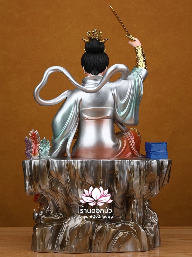 กิ่วเที้ยนเฮี่ยนลื้อ กิวเทียงเหี่ยงนึ่ง จิ่วเทียนเสวียนนี่ ปางนั่งบัลลังก์พร้อมหงส์บริวาร งานเรซิ่น ขนาด 12/16/19/26 นิ้ว
