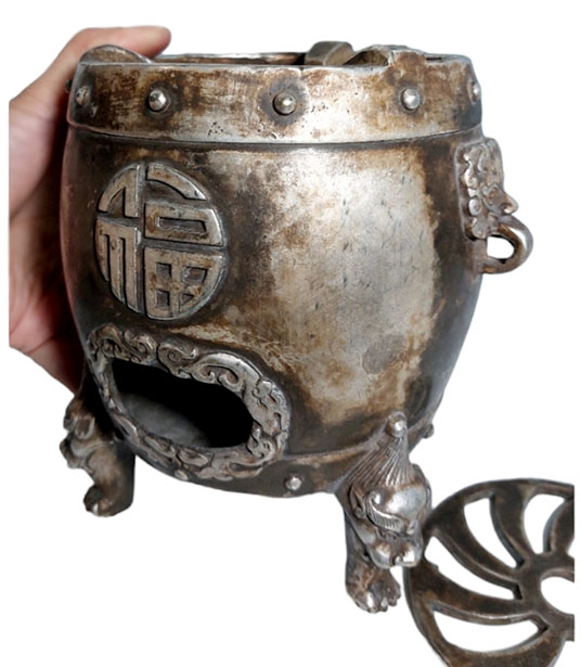 เตากำยาน ของสะสม ของตกแต่งบ้าน ของตกแต่งร้าน สไตล์จีนโบราณ -ในรูปแบบเตาถ่านทรงกลองขาสิงห์