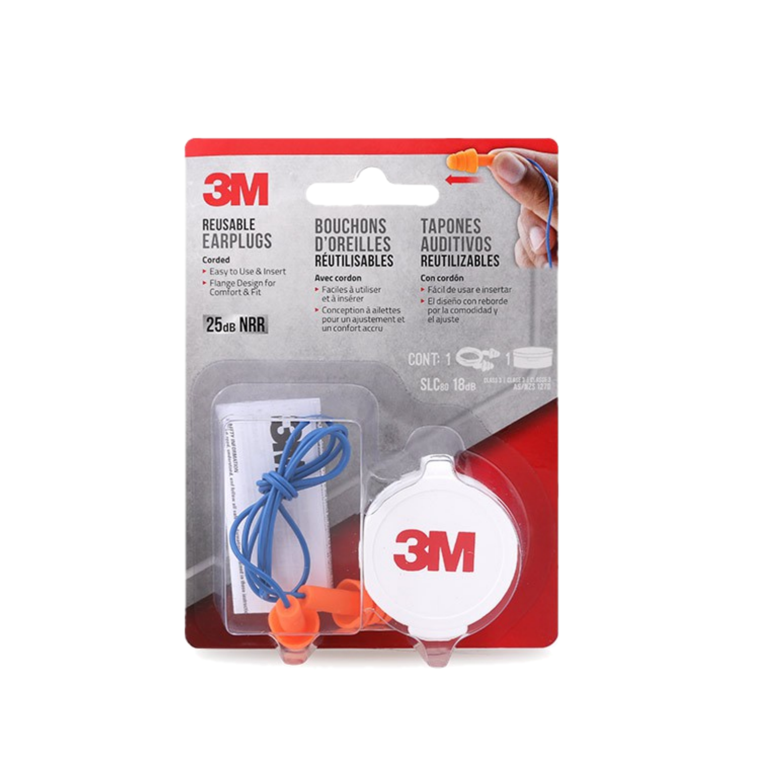 3M Reusable earlugs อุดหูพร้อมสายแขวนคอ พร้อมกล่อง