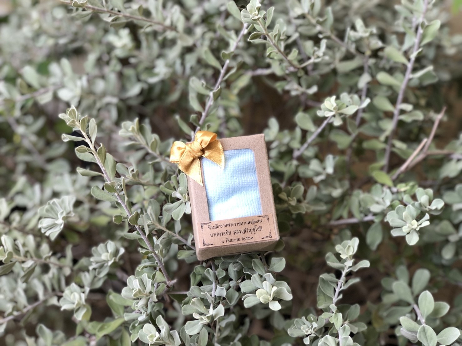 ของชำร่วยงานศพ ผ้าเช็ดหน้านาโนในกล่องคราฟท์