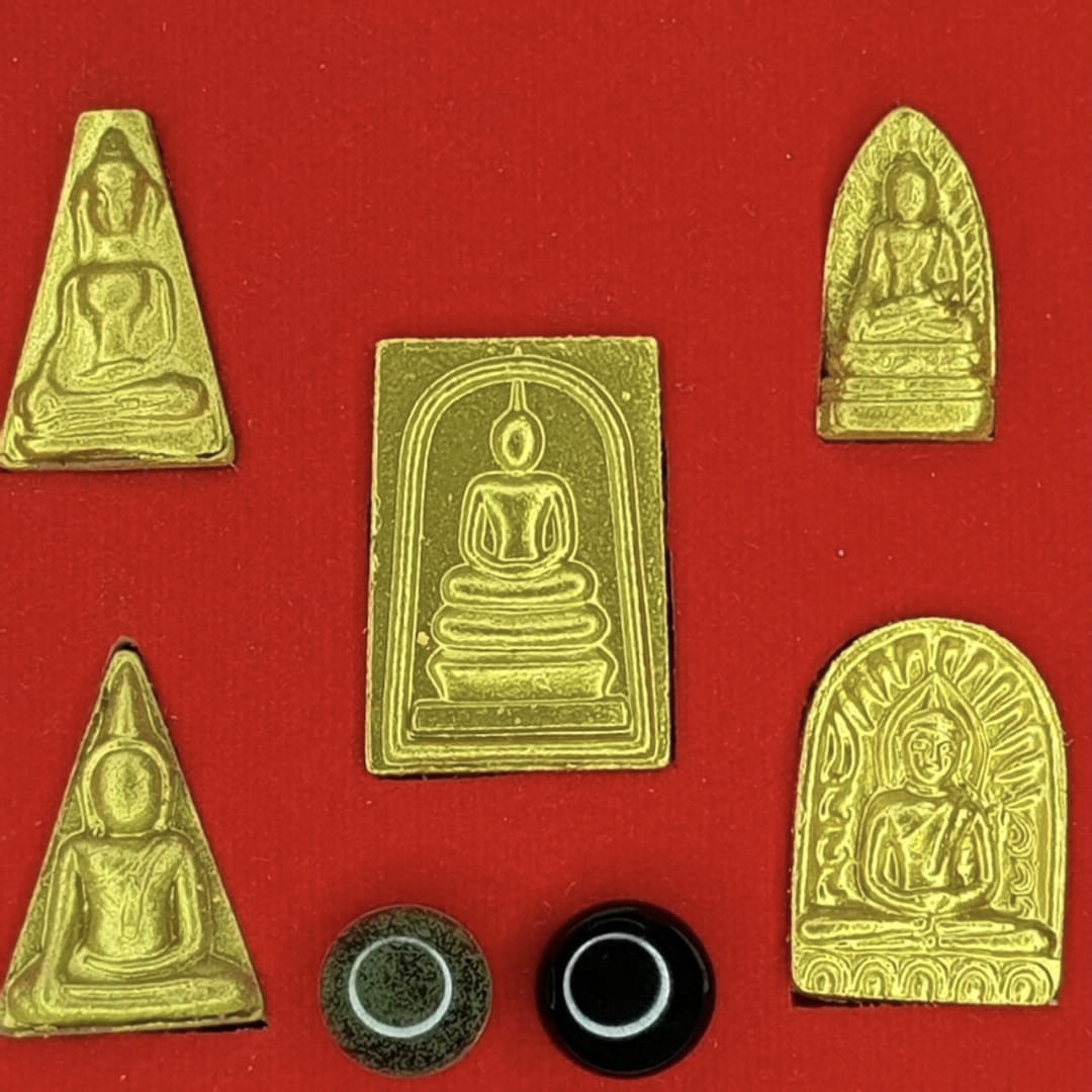 พระเครื่อง พระเบญจภาคี ชุดพระเบญจภาคี เบญจภาคี แร่เหล็กน้ำพี้ ทำสีทอง | พระรอด พระนางพญา พระสมเด็จ แร่เหล็กน้ำพี้อุตรดิตถ์ พระผงสุพรรณ พระซุ้มกอ และ ไหลน้ำพี้