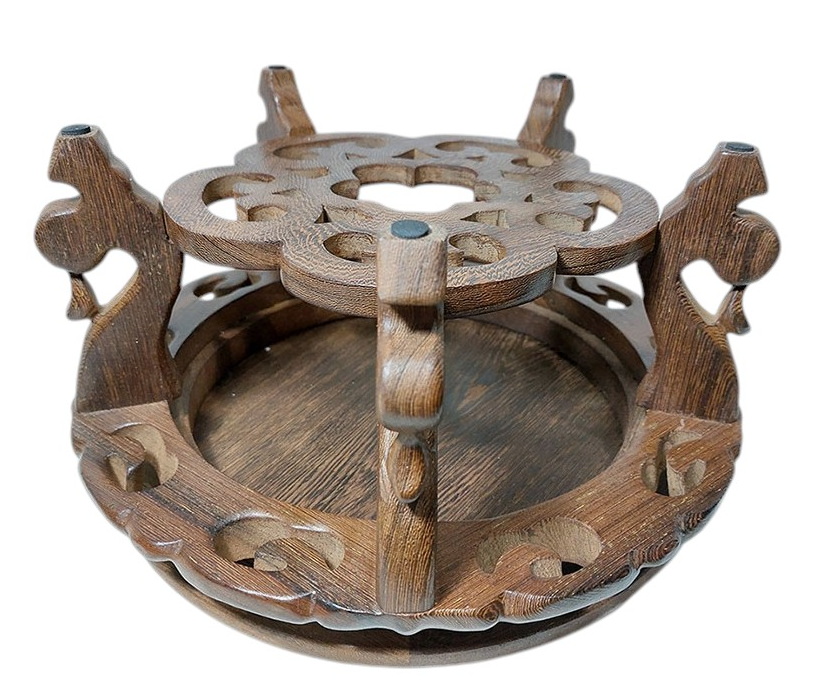 กี๋หรือฐานไม้ ทรงกลม ขานก(เคลือบด้าน)-BPT0449-