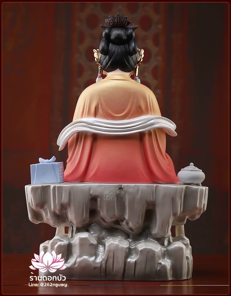 ตี่บ้อเนี่ยเนี้ย ตี่บ้อเหนียวเหนียว พระแม่ธรณีจีน ปางประทับนั่งบัลลังก์ งานกระเบื้องฮกเกี้ยนคุณภาพสูง ขนาด 12 นิ้ว