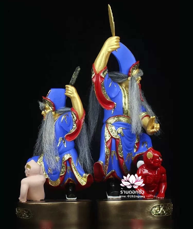 ชิดเอี๋ยโป๊ยเอี๋ย ตั่วแปะหยี่แปะ ยมฑูตขาวดำ ปางยืนเหยียบบริวาร งานเรซิ่น ขนาด 8/12/16/19 นิ้ว