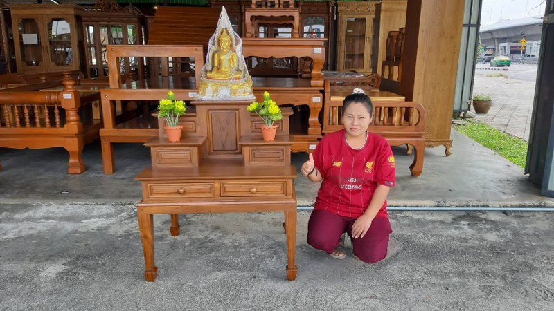 โต๊ะหมู่ รุ่น เบญจา (เเท่น 5 เล็ก ขาโบราณ)