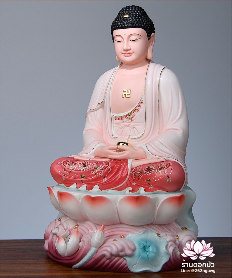 พระพุทธเจ้า (พระยูไล) พระโพธิสัตว์กวนอิม (กวนอิมผ่อสัก) พระกษิติครรภโพธิสัตว์ (ตี่จั่งอ๊วงผ่อสัก) และพระศรีอริยเมตไตรย (หมีเล่อฝอ) ขนาด 12/16/19 นิ้ว